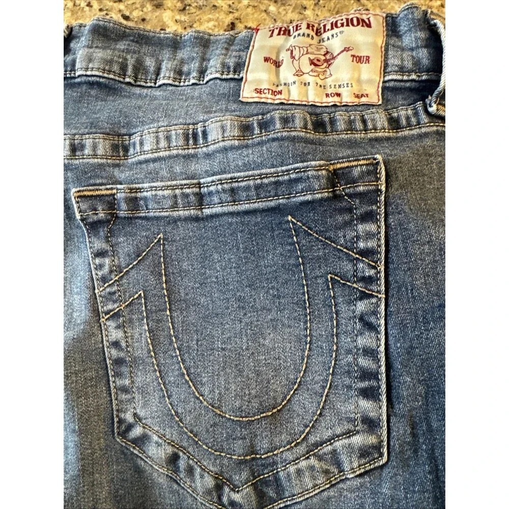True Religion Ricky Jeans Relaxed Straight Jeans Mens 42/26 Blue Denim Super Str